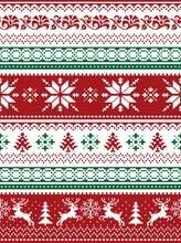 Nordic Seamless Knitted Christmas Red And Green Pattern. Vector
