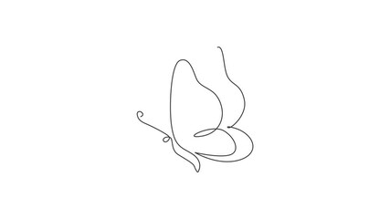 Poster - Animation of one line drawing of beautiful butterfly for company logo identity. Salon and spa healthcare business icon concept from animal shape. Continuous line self draw animated. Full length motion