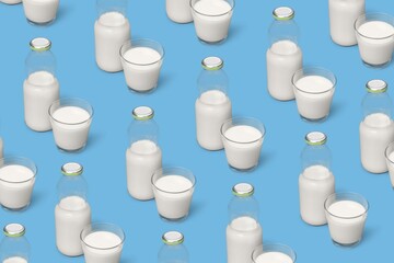 Poster - World Milk Day.  A glass of milk on a blue background.