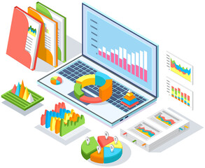 Poster - Visualize with business analytics. Work with statistical data analysis, changing indicators. Analyze statistical indicators, business data. Marketing research for presentation. Data financial report