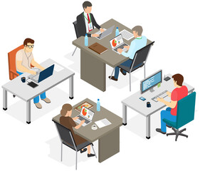 Poster - Project planning, deadline and time management concept. Business team makes office timetable of meetings and events. People analyze plan, schedule. Work schedule planning vector illustration