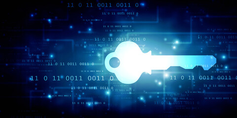 Poster - 2d illustration digital abstract technology digital future cyber security key
