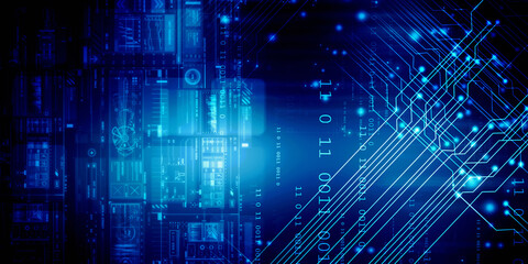 Poster - 2d illustration abstract digital binary data on computer screen
