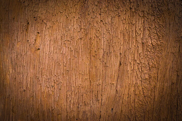 Wall Mural - Old wood texture background with natural cracks. Dark brown wood plank is used for background.	