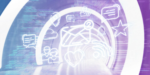 Poster - Light Corridor modern background. Futuristic Sci-Fi Tunnel. 3D Rendering