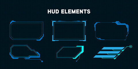 Poster - HUD Futuristic Elements Set With Virtual Hi Scifi Technology Gadget Interface For Game App UI Illustration.
