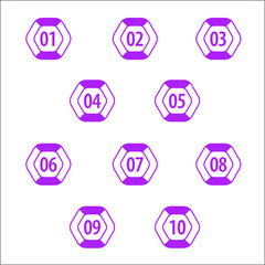 Colorful info-graphic numbers can be use to create presentation. Bullet points numbers one to ten. Colorful shape vector numbers.