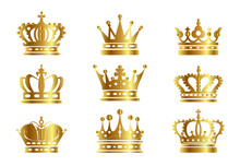 Gold Crown Vector Icon Set