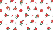 Vector Background Illustration With Red Japanese Camellia Flowers Pattern 