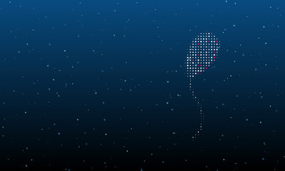Poster - On the right is the balloon symbol filled with white dots. Background pattern from dots and circles of different shades. Vector illustration on blue background with stars