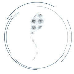 Poster - The balloon symbol filled with dark blue dots. Pointillism style. Vector illustration on white background