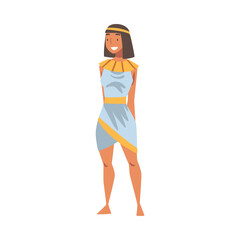 Poster - Egyptian Woman Character Wearing Authentic Garment and Neck Collar Vector Illustration