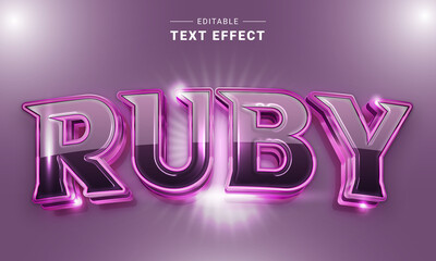 Wall Mural - Editable text style effect - Ruby text style theme.	