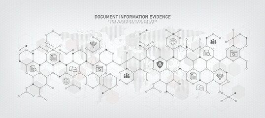 Wall Mural - technology background with business symbol icons document management online document database and digital file storage systems/software record keeping database technology file access document sharing