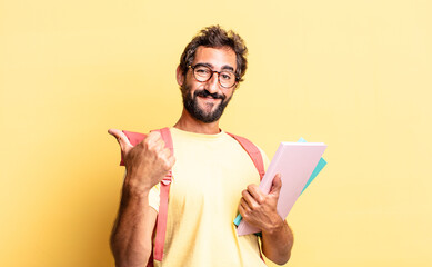 Wall Mural - expressive crazy man feeling proud,smiling positively with thumbs up. adult student concept