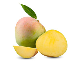 Wall Mural - Ripe mango on white background