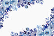 Blue floral spring background with watercolor