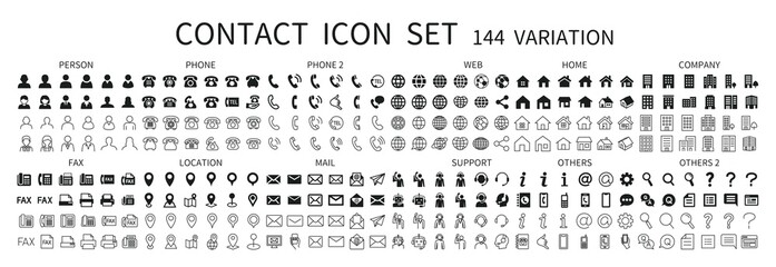 contact related icon set 144