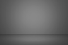 Abstract Pastel Gray Color And Gradient White Light Background In Studio Table Backdrops Display Product Design. Blank Empty Room For Showing. Blur 3D Render Podium Stage Grey Texture Black Pattern.