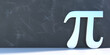 Pi, Greek letter, constant irrational number on school black board background, 3d illustration