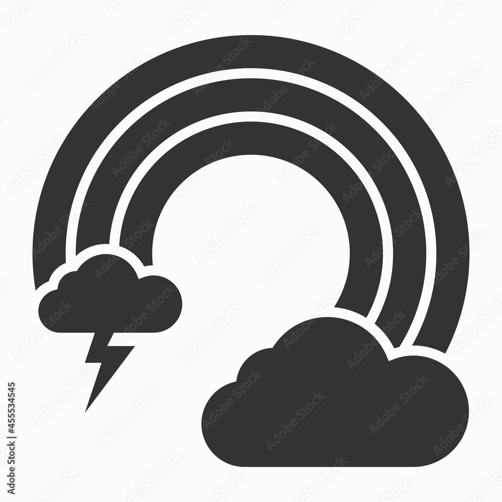 Weather icon on the white background. Rainbow as the main symbol. Sign ...