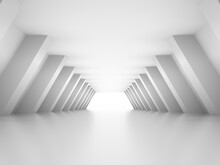 Abstract White Tunnel Perspective With Glowing End