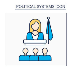 Matriarchate color icon. Social organization form. Female government, society, family head. Female domination. Political system concept.Isolated vector illustration