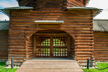 Wall Mural - The boundless forests of the Russian North supplied the architects with the only available building material. Houses, palaces, churches and fortresses were masterfully built from wood.       