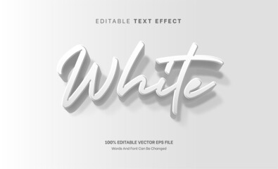 Wall Mural - White 3D Luxury Emboss Editable Text Effect, Editable Font Style Theme