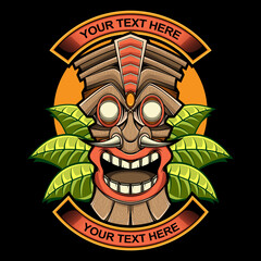 Wall Mural - mask tiki statue logo