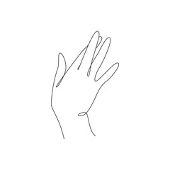 Continuous one line drawing of a woman hand gesture crossed fingers. Symbol of Lucky, liar and false in doodle style. Liner Vector illustration