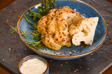 Wall Mural - White Wine Marinated Whole Roasted Cauliflower