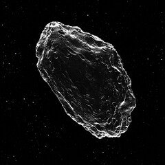 Typical oval old asteroid with lot of meteorite damages, add little extra to your space scenes. Stark, vacuum lighting, stars on background. Nut like shape. High quality, 3D generated