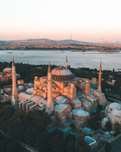 Arial View Of The Hagia Sophia At Sunset