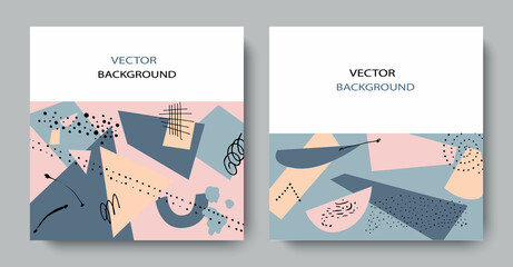 Aufkleber - Hand drawn abstract trendy universal artistic background templates for invitation, banner, placard, brochure, poster, card, flye, cover, header.