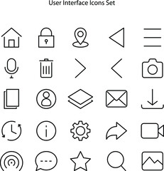 Poster - user interface icons set isolated on white background. user interface icon thin line outline linear user interface symbol for logo, web, app, UI. 