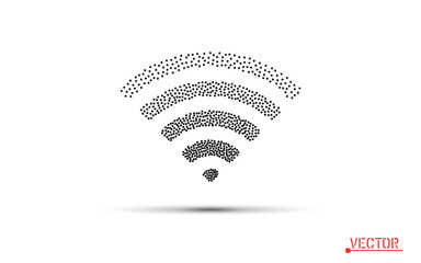 Wi-Fi. Vector monochrome icon with a shadow. Isolated background.