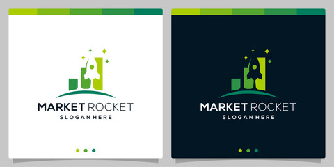 Wall Mural - template vektor ikon logo roket dan logo investasi keuangan. vector premium