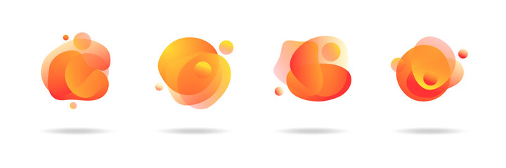 Abstract blur free form shapes color gradient. Vector Abstract Set of Liquid effect free shapes in gradient iridescent colors with plastic lines and forms.