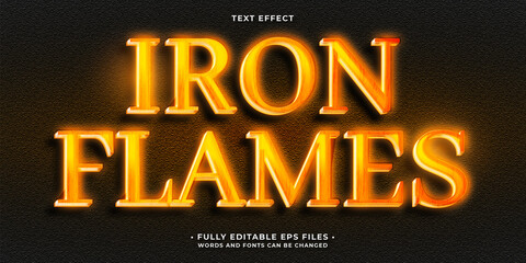 Wall Mural - hot glowing iron flames text effect editable eps vector	