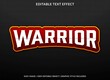 warrior text effect editable template use for business logo and brand