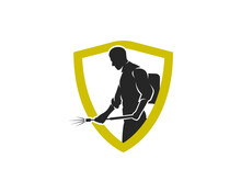Man Spraying Pests With Shield Logo Design Template
