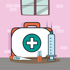 Canvas Print - medical kit and syringe