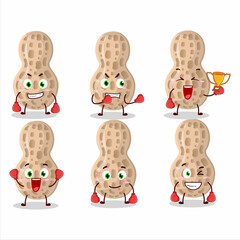 Sticker - A sporty peanut boxing athlete cartoon mascot design