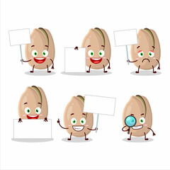 Wall Mural - Pistachios cartoon in character bring information board