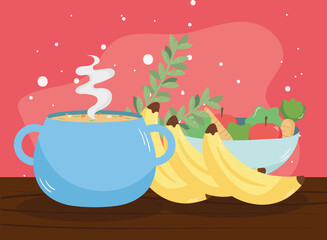 Wall Mural - soup pot and bananas