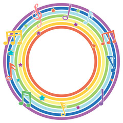 Sticker - Rainbow round frame with music melody symbols