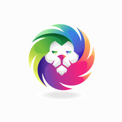 Sticker - lion head logo with gradient color concept