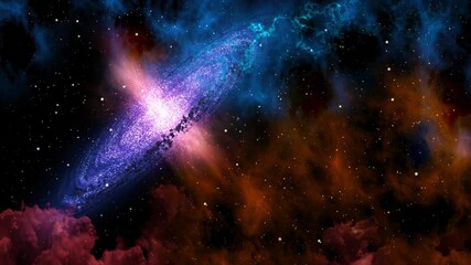 space trip view moving through universe galaxies stars and nebulae
