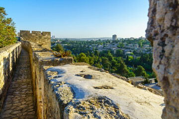 Wall Mural - Ramparts Walk, Yemin Moshe neighborhood, in Jerusalem